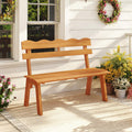 Tangkula 2 Person Patio Garden Bench with Waved Backrest and Slatted Seat