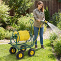 Portable Garden Hose Reel Cart Holds 300FT of 5/8" Large Capacity, Heavy-Duty Metal Hose Cart with 4 Wheels & Storage Basket for Lawn Yard