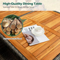 Tangkula 9 Pieces Rattan Outdoor Dining Set with 13Ft Solar Patio Umbrella