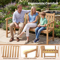 Tangkula 62" Teak Wood Outdoor Bench 3-Seat Solid Wood Garden Patio Bench
