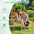 Tangkula Acacia Wood Outdoor Loveseat Bench 2-Person Patio Garden Bench
