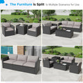 AECOJOY 7 PCS Outdoor Patio Furniture Sets with 2 Storage Boxes, Black & Grey