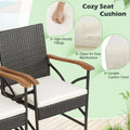 Tangkula 5 Pieces Outdoor Dining Set with Acacia Wood Table & 4 Wicker Rattan Armrest Chairs