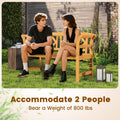Tangkula 2 Person Patio Wood Bench with Curved Armrests