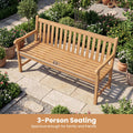 Tangkula 62" Teak Wood Outdoor Bench 3-Seat Solid Wood Garden Patio Bench