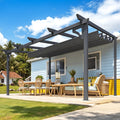 AECOJOY 14' x 10' Gazebo for Patio, Retractable Pergola with Adjustable Sun Shade Canopy Roof