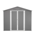 AECOJOY 8x12 FT Outdoor Metal Storage Shed with Additional Side Door, Large Tool Shed with 2 Lockable Doors