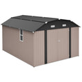 AECOJOY 10x12 FT Large Metal Outdoor Storage Shed with Floor Frame, Heavy-Duty Storage Building with Diamond Roof