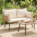Tangkula PE Rattan Patio Wicker Loveseat