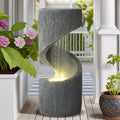 Magic Union Outdoor S - Shaped Water Fountain, Spiral Waterfall Indoor Fountain Outside Garden Decor with LED Lights & Pump, Curved Patio Resin Fountains for Yard, Deck, Porch and Home Decorations