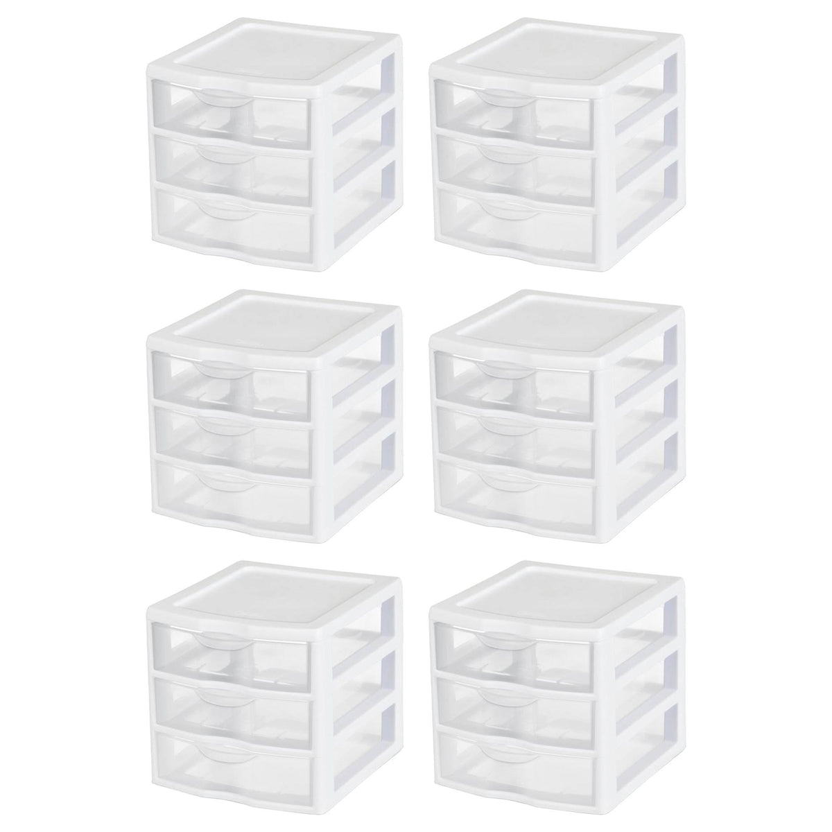 6 Sterilite 20738006 Small Compact Countertop 3 Drawer Desktop Storage Unit
