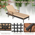 Tangkula 3 Pieces Patio Chaise Lounge Set 2 Rattan Lounge Chairs Side Table