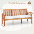 62.5" Outdoor Acacia Wood Bench with Removable Cushion, 3-Person Patio Garden Bench with High Backrest & Armrests, 1200 LBS Capacity for Yard Porch