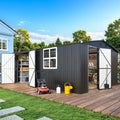 AECOJOY 16' x 12' Outdoor Storage Shed, Large 12x16 Metal Sheds with Windows, Utility  Tool Storage