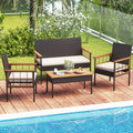 Tangkula 4 Pieces Wicker Patio Conversation Furniture Set