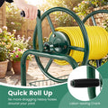 Portable Garden Hose Reel Cart Holds 300FT of 5/8" Large Capacity, Heavy-Duty Metal Hose Cart with 4 Wheels & Storage Basket for Lawn Yard