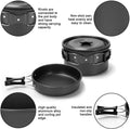 16pcs Camping Cookware Set with Folding Camping Stove, Non - Stick Lightweight Pot Pan Kettle Set with Stainless Steel Cups Plates Forks Knives Spoons for Camping Backpacking Outdoor Picnic