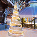 5 FT Pre - lit Christmas Cone Tree, Artificial Spiral Conic Tree with 300 Warm White & 250 Cold White LED Lights, Xmas Holiday Decor for Home Party