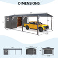 AECOJOY 12x22 Metal Carport with Storage Sheds, Outdoor 12' x 17' Portable Garage Gazebo RV Car Tent with 12' x 6' Storage Sheds