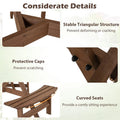 6-Person Round Wood Picnic Table Set with 3 Built-in Benches & 2" Umbrella Hole, Holds 1850 LBS, Outdoor Dining Table & Bench for Patio Garden