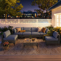 AECOJOY 7-Piece Patio Outdoor Furniture Set, Boho Outdoor Sectional Set, Grey&Blue