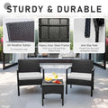 Tappio Outdoor Furniture 3 Piece Patio Bistro Furniture Set, Rattan Conversation Chairs Set with Side Table and Cushions, Patio Furniture Sets for Balcony Garden Porch, Red