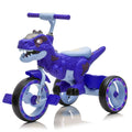 Xuanlur Kids Ride on Dinosaur Tricycle, Toddlers Kid Trike with Wide Flash Wheels, Anti - Slip Pedals, Rear Basket, Music & LED Lights, Toddler Bike