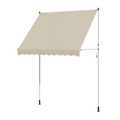 AECOJOY Manual Retractable Awning, 78" Non-Screw Outdoor Patio Awning, Beige