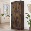 71" Tall Farmhouse Kitchen Pantry Cabinet, 5 Layers Storage Cabinet with Adjustable Shelves, Farmhouse Pantry Cabinet with 4 Barn Doors