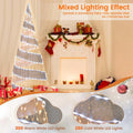 5 FT Pre - lit Christmas Cone Tree, Artificial Spiral Conic Tree with 300 Warm White & 250 Cold White LED Lights, Xmas Holiday Decor for Home Party