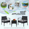 Tappio Outdoor Furniture 3 Piece Patio Bistro Furniture Set, Rattan Conversation Chairs Set with Side Table and Cushions, Patio Furniture Sets for Balcony Garden Porch, Red