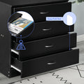 Segmart Black Chest of 4 Drawers, Wood Bedroom Furniture Chest Cabinet with Metal Handles for Kids Room