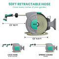 AUOSHI Retractable Garden Hose Reel 1/2" 100ft Automatic Hose Reel with 10 Function Sprayer Nozzle Wall Mount 180 Deg Swivel Bracket Hose Reel