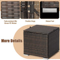 2PCS Wicker Outdoor Storage Ottomans with Removable Cushions, Multipurpose PE Rattan Footrest Side Table Seating for Patio Poolside Backyard