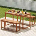 Tangkula Rectangular Acacia Wood Patio Dining Table with Slatted Tabletop (49" x 27.5")
