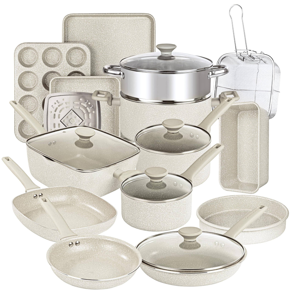 Granitestone Desert Collection 20-Piece Cookware & Bakeware Set in Beige