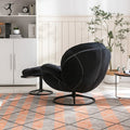 Velvet Swivel Accent Chair with Ottoman, Modern Chaise Lounge Chair with Metal Frame and Footstool, Comfy Armchair Reading Chair