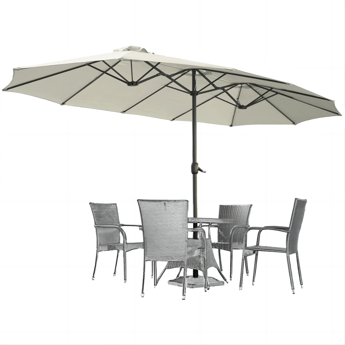 AECOJOY 15x9ft Double-Sided Patio Umbrella, Ivory
