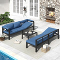 AECOJOY Patio Furniture Set with Retractable Canopy&2 Adjustable Backrests, Outdoor Conversation Set, Dark Blue