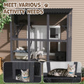 AECOJOY Catio Outdoor Cat Enclosure with Window Access, Large Window Catio Wood Cat House with 4 Platforms & 3 Doors