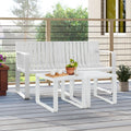 All-Weather Plastic Outdoor Patio Bench, 2-Person Garden Loveseat with Curved Backrest & Slatted Design for Backyard, Poolside, Deck