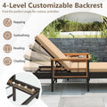 Tangkula 3 Pieces Patio Chaise Lounge Set 2 Rattan Lounge Chairs Side Table