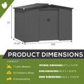U - MAX 8 x 6 Ft. Wood Grain Outdoor Metal Storage Shed with Lockable Door Patio Garden Storage Building for Outside