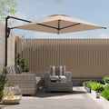 AECOJOY 10ft Cantilever Patio Umbrella, Large Rectangle Umbrella 180° Rotation Offset, Beige
