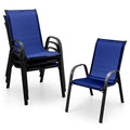 Set of 4 Outdoor Stackable Dining Chairs with Breathable Fabric, All Weather Patio Dining Chairs, 330LBS Heavy Duty Rustproof Steel Frame