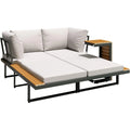 AECOJOY 4 Piece Metal Patio Furniture Set with Waterproof Cover, Convertible Outdoor Daybed with Coffee Table