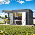 AECOJOY 6'x14' Outdoor Open-Sided Storage Shed with Attached Hardtop Metal Pergola