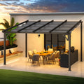 AECOJOY 14' x 10' Gazebo for Patio, Retractable Pergola with Adjustable Sun Shade Canopy Roof