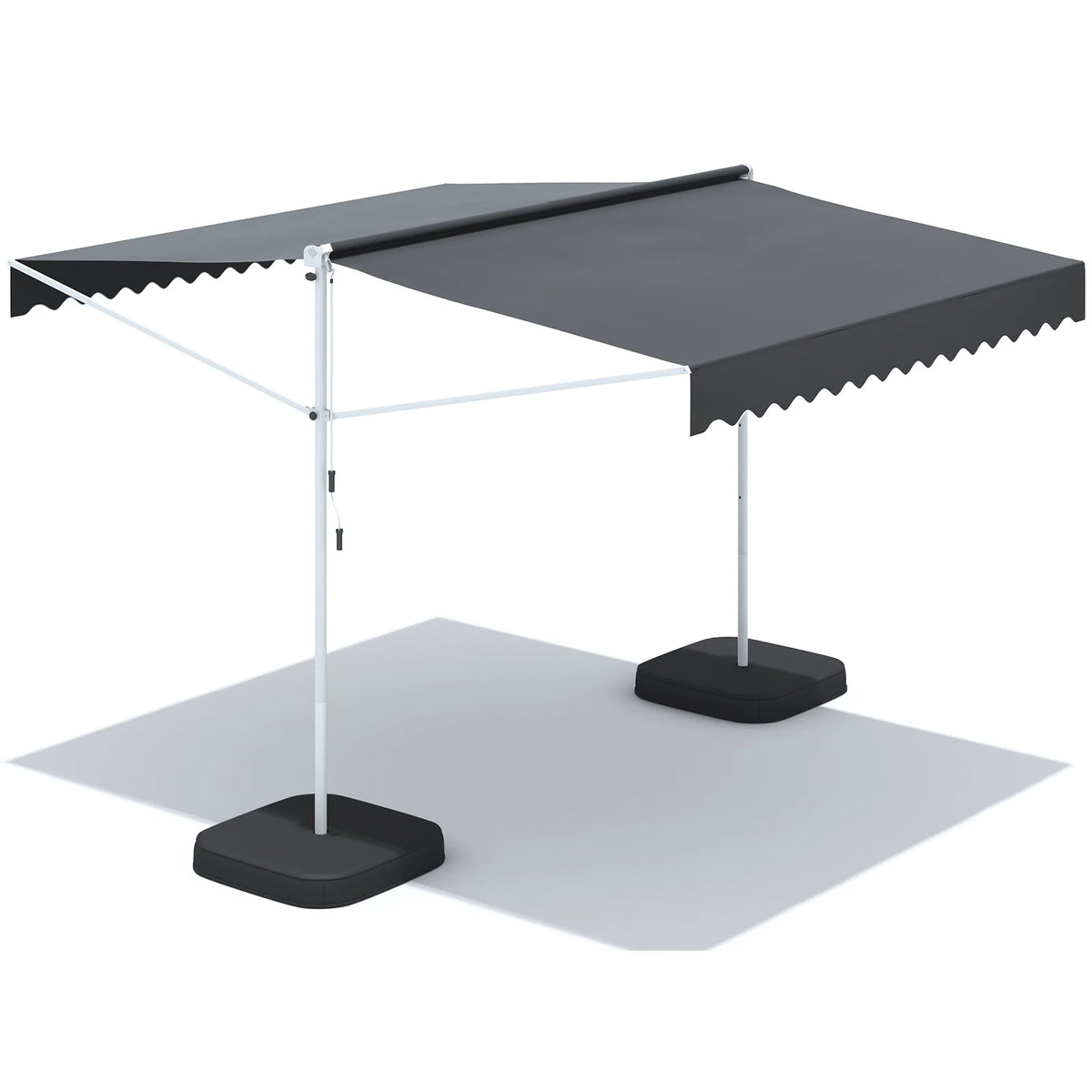 AECOJOY Free Standing Retractable Awning, 13'x10' Dual Side Patio Awnings Outdoor Manual Sun Shade Shelter, Dark Grey