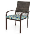 5 Pieces Patio Dining Set, 4 Cushioned Rattan Armchairs & Square Table with Wood-Plastic Tabletop & Umbrella Hole